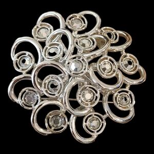 Vintage Brooch by Sarah Coventry. Silver Tone. 3D Orbital Round.